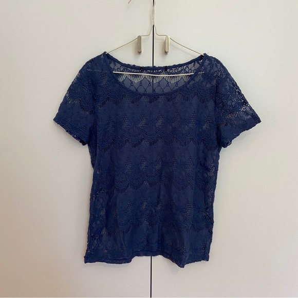 Navy Lace Top - Picture 1 of 2